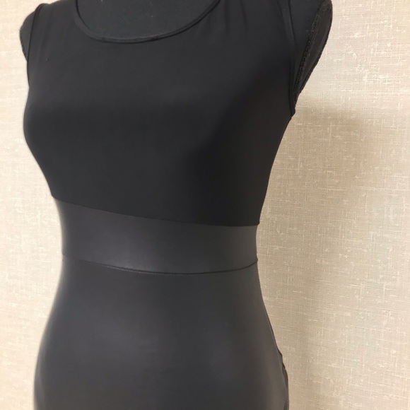 AMI CLUBWEAR BLACK LEATHER DANCER  MINI DRESS - Picture 4 of 7